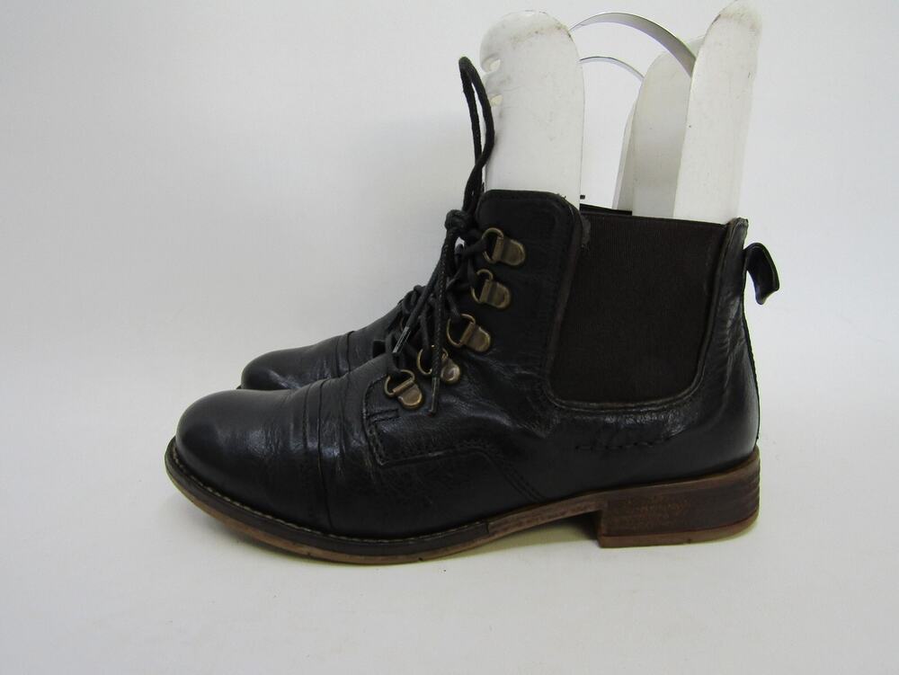 Josef Seibel Womens Size 36 EUR Black Leather Laces Ankle Fashion Boots Booties